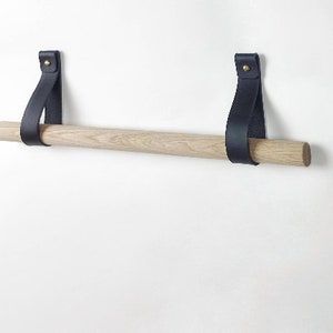 Oak & Leather towel holder / towel rail image 6