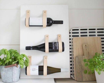 Leather Strap Wine Rack. One bottle set.