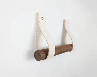 Wood & Leather toilet roll holder