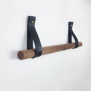 Oak & Leather towel holder / towel rail image 8