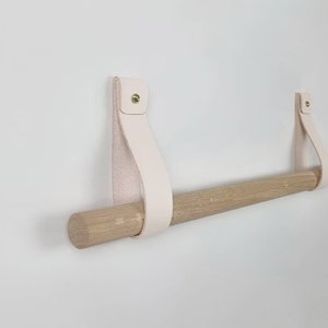 Oak & Leather towel holder / towel rail image 9