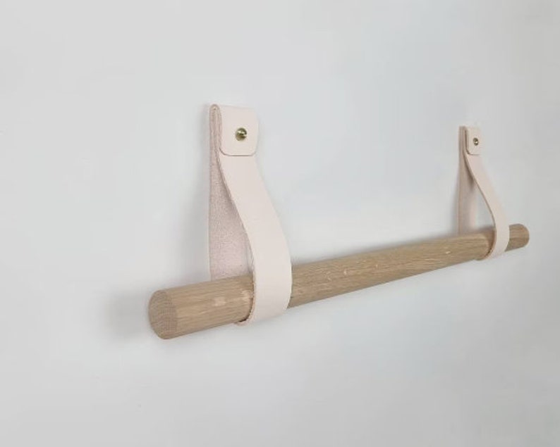 Oak & Leather towel holder / towel rail image 9