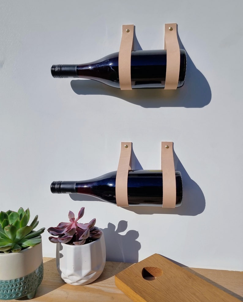 Leather Strap Wine Rack. One bottle set. image 5