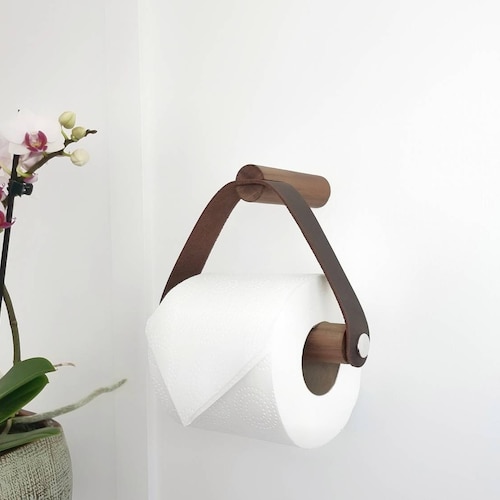 Toilet Roll Holder Walnut & Leather / Toilet Paper Holder Etsy