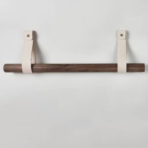 Oak & Leather towel holder / towel rail image 2