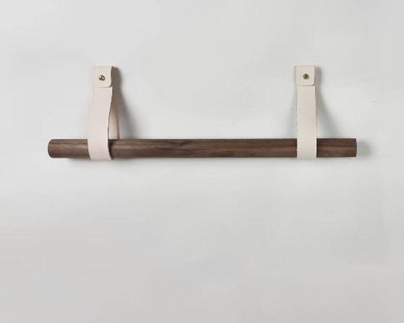 Oak & Leather towel holder / towel rail image 2