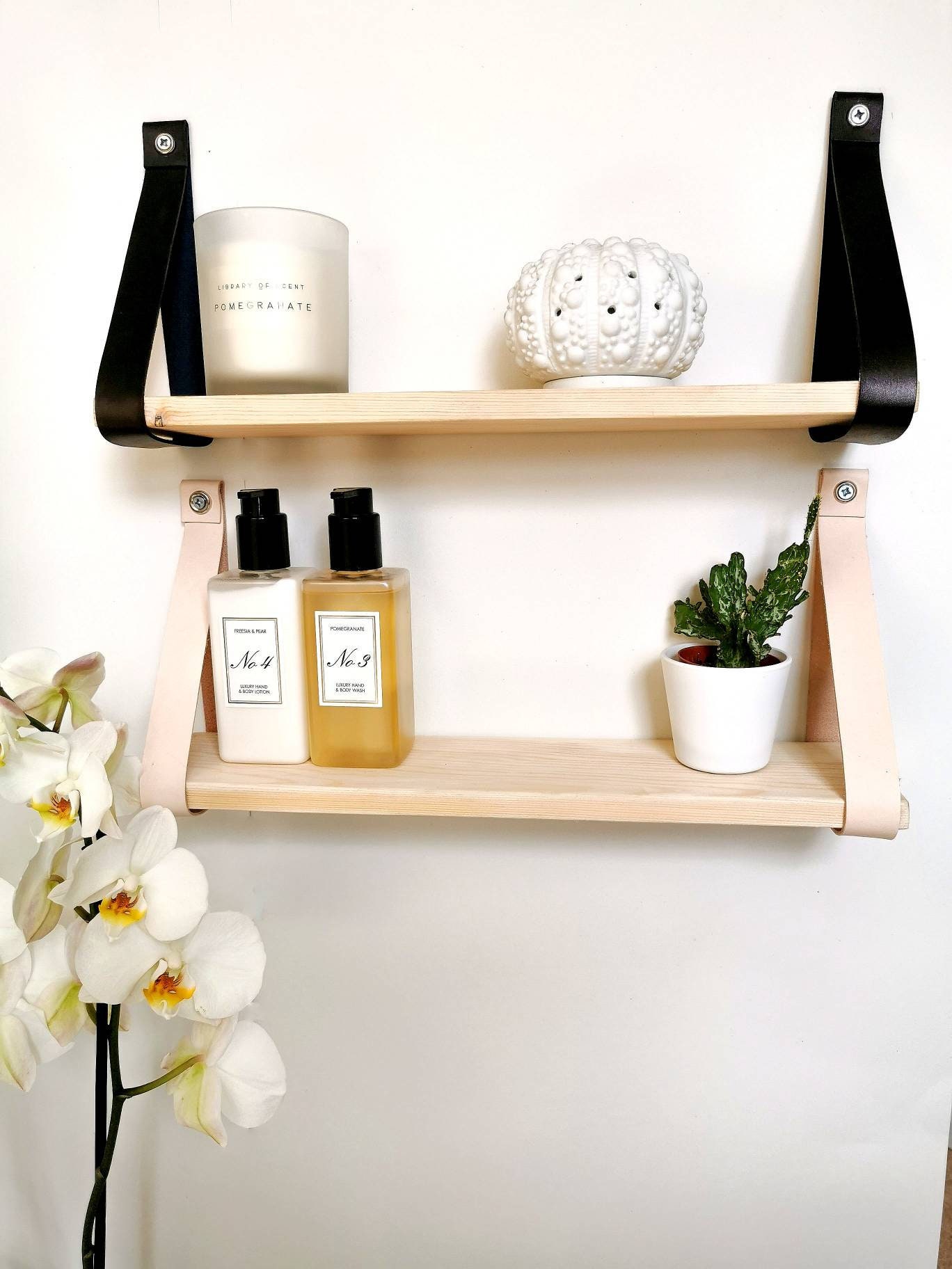 Shelf Straps Natural Leather Floating Shelf Leather Straps Etsy