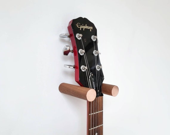 Support mural de support de guitare flottant en noyer et cuivre / support  de guitare simple minimaliste -  France