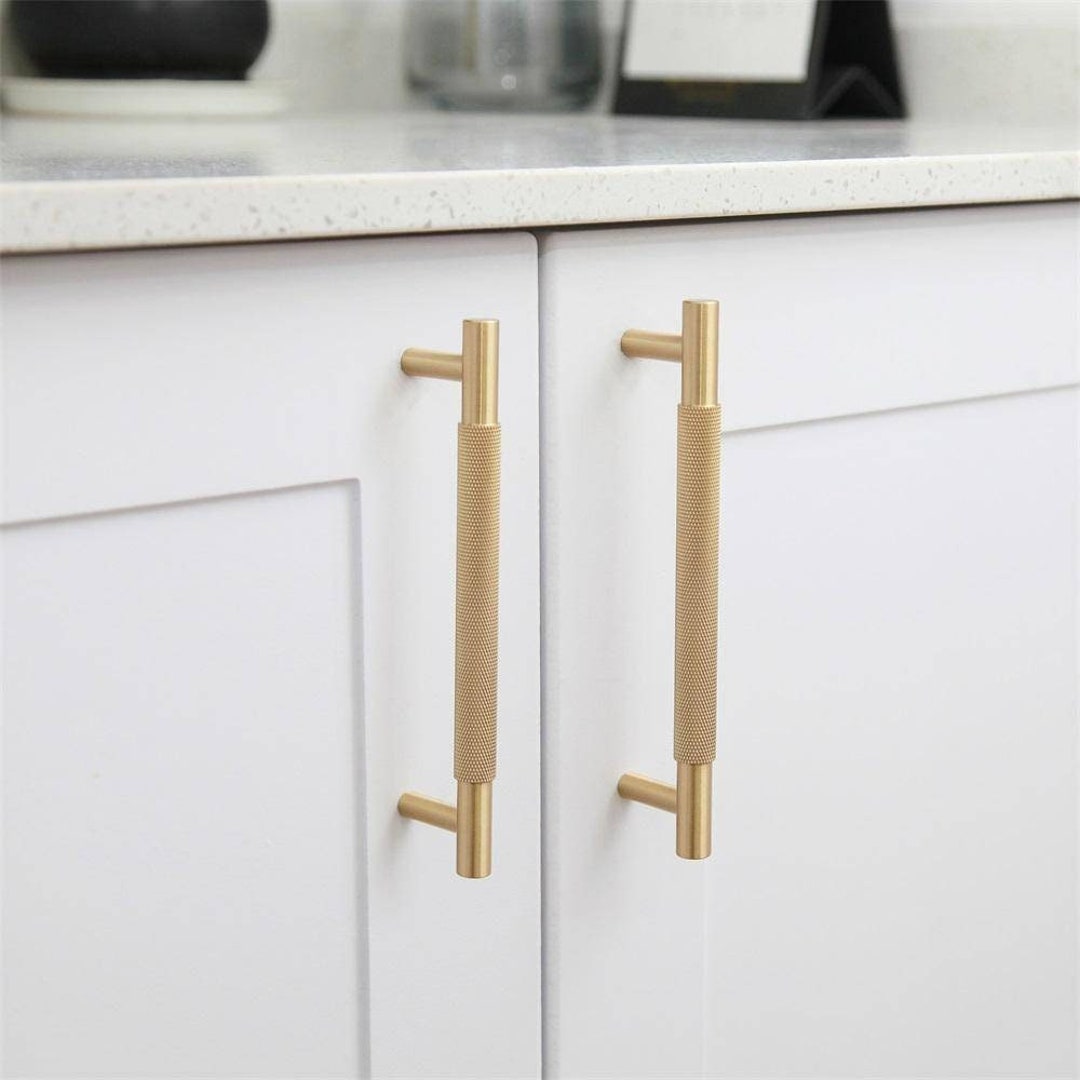 Knurled Kitchen Handles Solid Brass Knurled Wardrobe Handles Satin