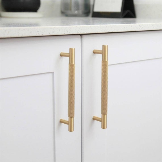 Knurled Kitchen Handles Solid Brass Knurled Wardrobe Handles Etsy