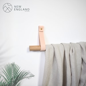 Oak & Leather towel holder / towel rail