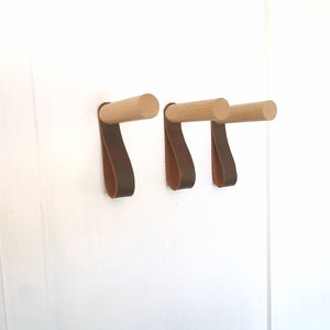 Oak and Leather Wall Hook / Coat Hook / Clothes Hanger image 8