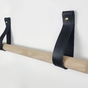 Oak & Leather towel holder / towel rail image 5