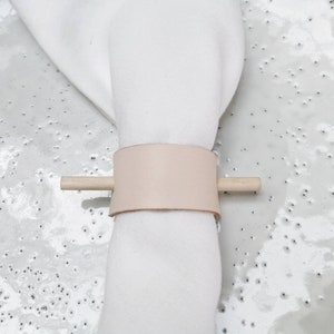 Napkin rings Leather Strap and Birch, handmade table dressing. image 5