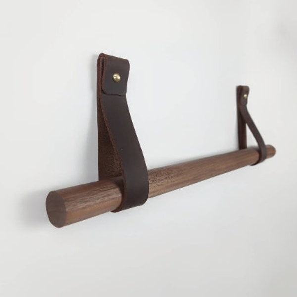 Oak & Leather towel holder / towel rail