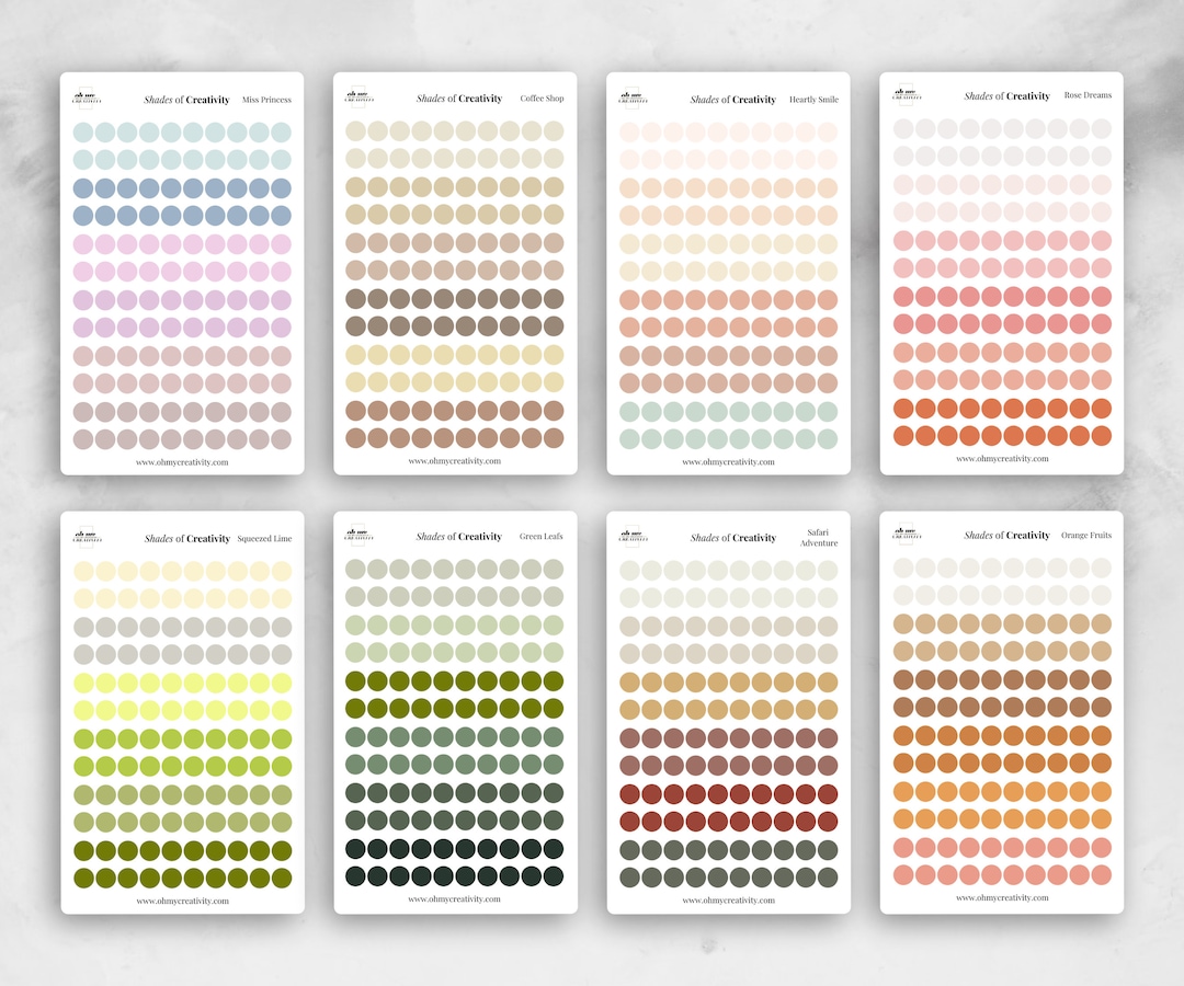 Shade Guide Sticker Dot Stickers: Shades of Creativity - Transparent Matt/white Matt Dot ...