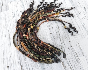 Made to Order-- Black base Forest Fae Clip In Set,Synthetic dreads, clip in dreads, hair wraps, hair jewelry, viking hair, festival, cosplay