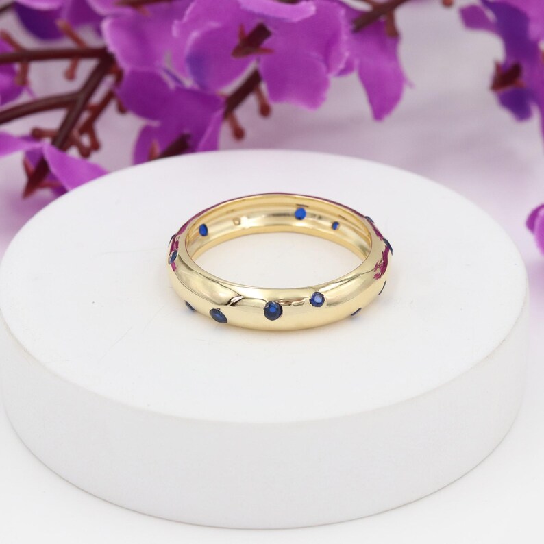 Tanzanite Ring, Solid Silver Band Ring, Eternity Ring, Tanzanite Wedding Band, Anniversary Ring, Stacking Ring, Gold Eternity Band For Her