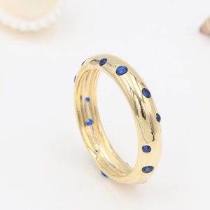 Tanzanite Ring, Solid Silver Band Ring, Eternity Ring, Tanzanite Wedding Band, Anniversary Ring, Stacking Ring, Gold Eternity Band For Her