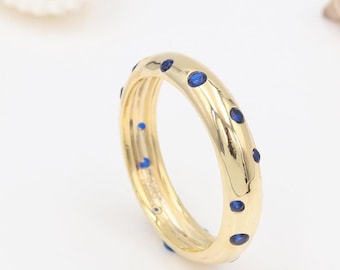 Tanzanite Ring, Solid Silver Band Ring, Eternity Ring, Tanzanite Wedding Band, Anniversary Ring, Stacking Ring, Gold Eternity Band For Her