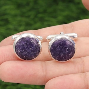 Lepidolite Cufflinks, Groomsmen Cufflinks, Sterling Silver Cufflinks, Healing Gemstone Cufflinks, Handmade Cufflinks, Cufflinks For Men
