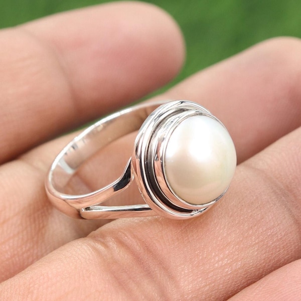 Pearl Ring, Solid Silver Ring, Natural Fresh Water Pearl Ring, Ring For Her, Women Ring, Handmade Ring, Silver Statement Ring for Women
