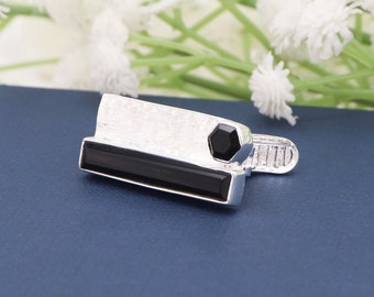 Black Onyx Tie Clip, Solid Sterling Silver Tie Clip, Tie Clip for Men, Groomsmen Gift, Genuine Black Onyx Tie clip, Gift For Men