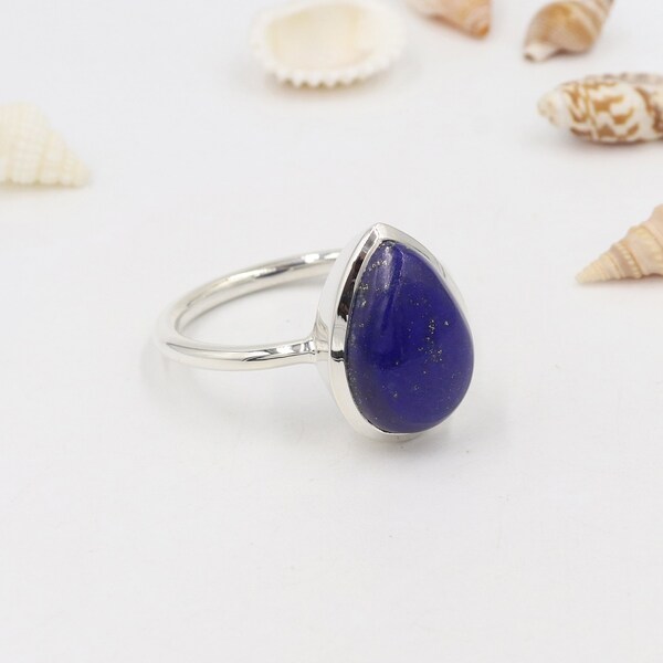 Lapis Lazuli Rings, Sterling Silver Rings, Gemstone Rings, Lapis Lazuli Gold Rings For Women, Handmade Ring, Ring For Her, Best Gift Ring