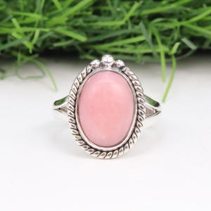 Rosa Opal Ring, Sterling Silber Ring, Mondstein Ring, Lila Türkis Ring, Larimar Ring, Edelstein Ring, Ring Handgemacht, Geschenk Damenring