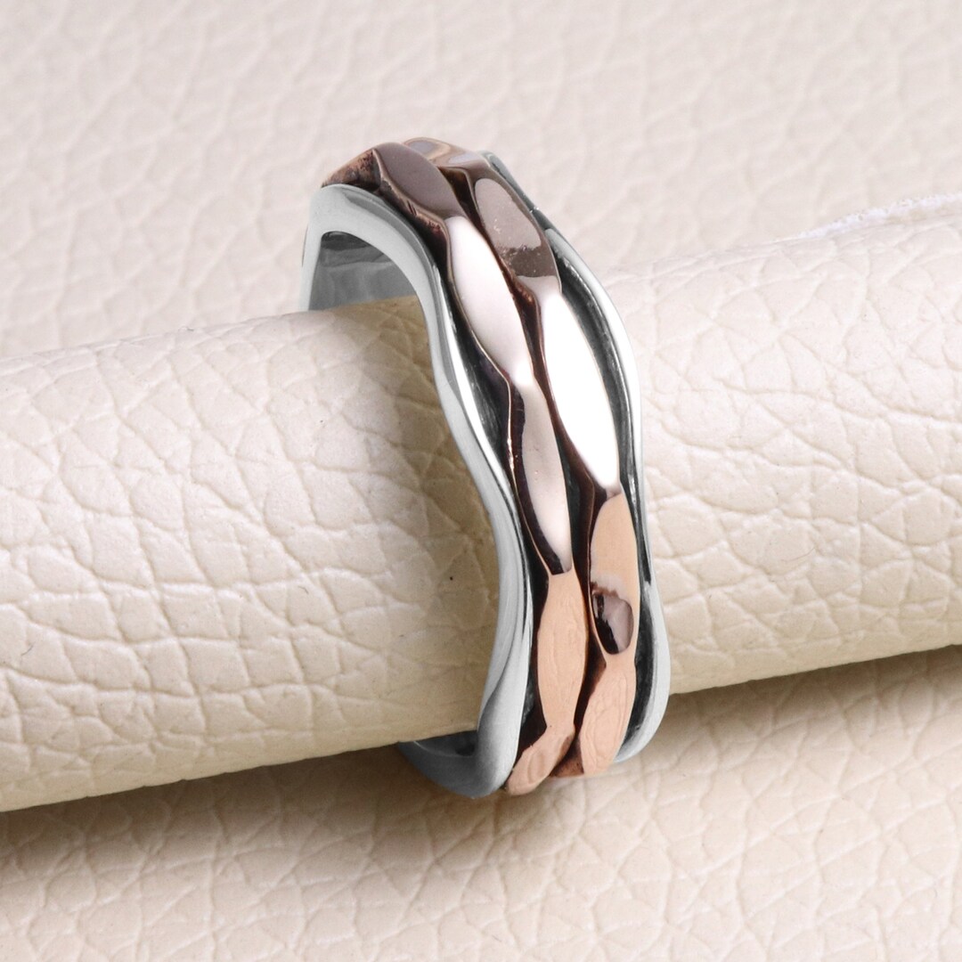 Bague Toupie Torsadée En Argent Sterling 925 - Réglable, Gravée, Fait Main En Inde - Neuf Avec étiquettes