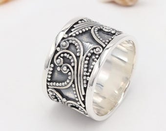 Band Ring, Sterling Silver Rings, Handmade Ring, Thumb Band Ring, Gift Band Ring, Band Ring For Her, Wide Thumb Band Ring, Mother's Day Gift