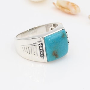Turquoise Men&#39;s Ring, Solid Sterling Silver Ring, Ring For Men, Statement Ring, Black Onyx Ring, Statement Ring, Handmade Ring for Him