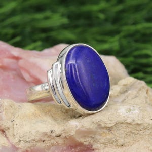 Lapislazuli Ring, massiver Sterling Silber Ring, natürlicher Edelstein Ring, Ring für Sie, Frauenring, handgemachter Ring, Silberring, Statement Ring