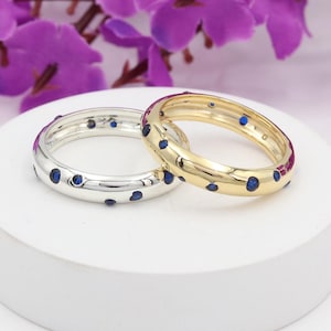 Tanzanite Ring, Solid Silver Band Ring, Eternity Ring, Tanzanite Wedding Band, Anniversary Ring, Stacking Ring, Gold Eternity Band For Her