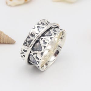 Spinner Ring, Sterling Silver Thumb Ring, Sterling Silver Meditation Ring, Promise Silver Ring, Worry Ring, Fidget Spinner Silver Band Ring