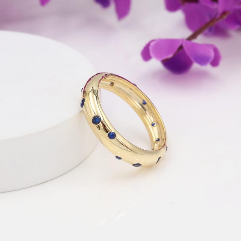 Tanzanite Ring, Solid Silver Band Ring, Eternity Ring, Tanzanite Wedding Band, Anniversary Ring, Stacking Ring, Gold Eternity Band For Her