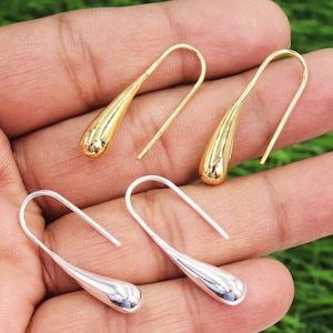 Water Drop Earrings, Solid Sterling Silver Earrings, Minimalist Gold Earrings, Tear Drop Earring, Dangle Earrings, Gift Earrings For Her