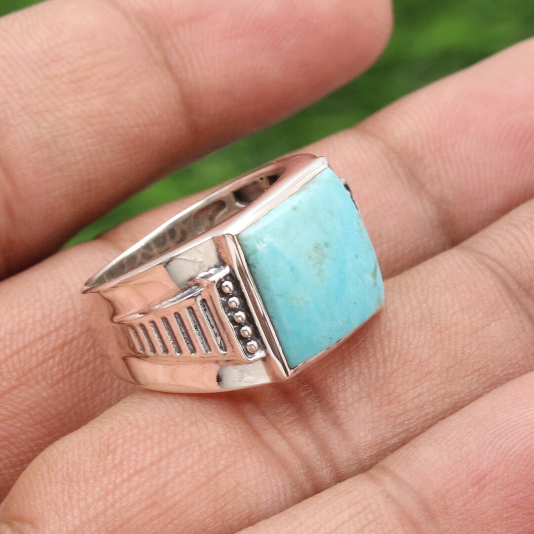Turquoise Mens Ring, Sterling Silver Ring, Ring for Men, Statement Ring