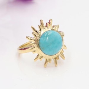 Natural Turquoise Ring, Solid Sterling Silver Ring, Statement Ring, Gemstone Ring, Gold Plated Ring, Rings For Her, Gifts Women&#39;s Ring