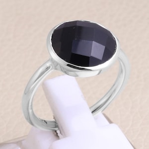 Black Onyx Statement Ring, Solid Sterling Silver Ring, Handmade Women's Ring, Gemstone Rings, Statement Rings, Birthstone Rings