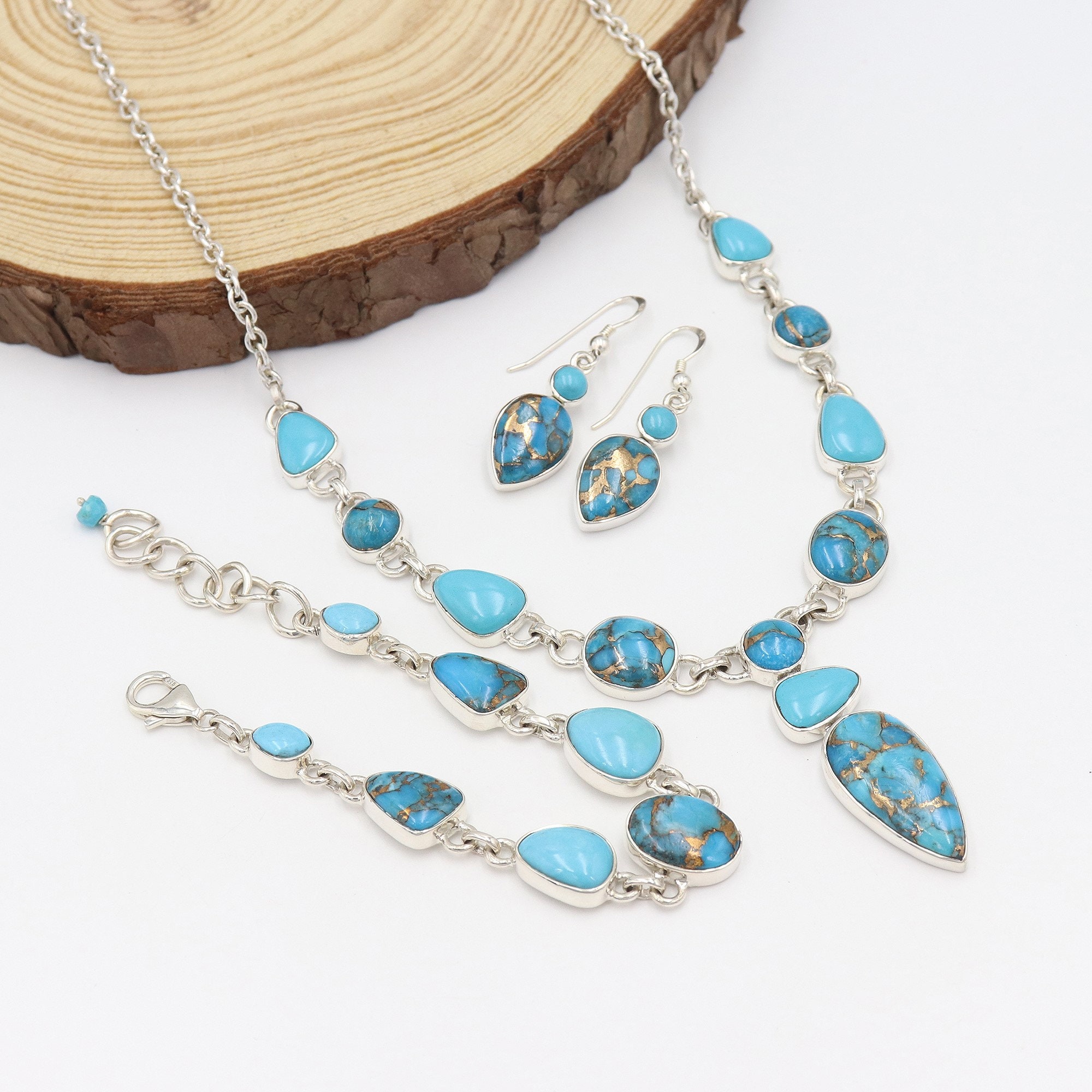 Amazon.com: Turquoise Jewelry Sets Bohemian Pendant Necklace Earrings  Western Costume Jewelry for Women Girls (Blue C) : Clothing, Shoes & Jewelry