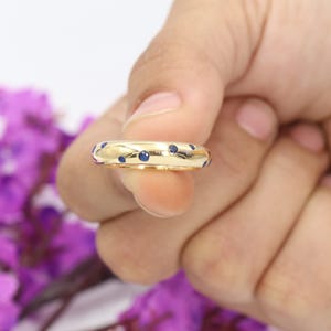 Tanzanite Ring, Solid Silver Band Ring, Eternity Ring, Tanzanite Wedding Band, Anniversary Ring, Stacking Ring, Gold Eternity Band For Her