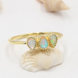 Opal Ring, Sterling Silver Ring, Genuine Ethiopian Opal Rings, Engagement Ring, Rings For Women, Ethiopian Opal Ring, Best Gift Ring for Her