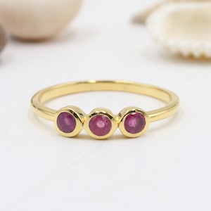 Ruby Ring, Solid Silver Rings, Engagement Ring, Half Eternity Ring, Ruby Wedding Band, Anniversary Ring, Stacking Ring, Gift For Her