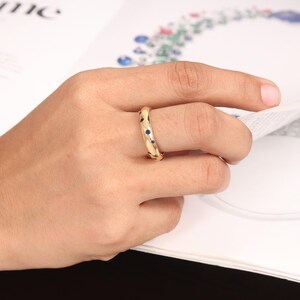 Tanzanite Ring, Solid Silver Band Ring, Eternity Ring, Tanzanite Wedding Band, Anniversary Ring, Stacking Ring, Gold Eternity Band For Her