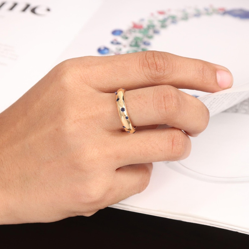 Tanzanite Ring, Solid Silver Band Ring, Eternity Ring, Tanzanite Wedding Band, Anniversary Ring, Stacking Ring, Gold Eternity Band For Her