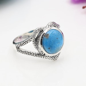 Arizona Turquoise Ring, 925 Sterling Silver Ring, Statement Ring for Women, Handmade Boho Jewelry, Unique Blue Gemstone Ring, Christmas Gift