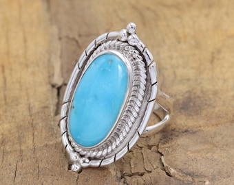 Arizona Turquoise Cross Ring Gemstone Ring 925 Sterling Silver