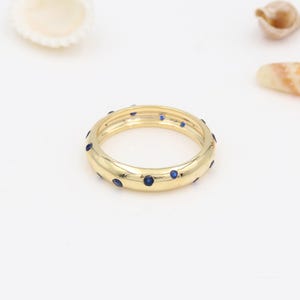 Tanzanite Ring, Solid Silver Band Ring, Eternity Ring, Tanzanite Wedding Band, Anniversary Ring, Stacking Ring, Gold Eternity Band For Her