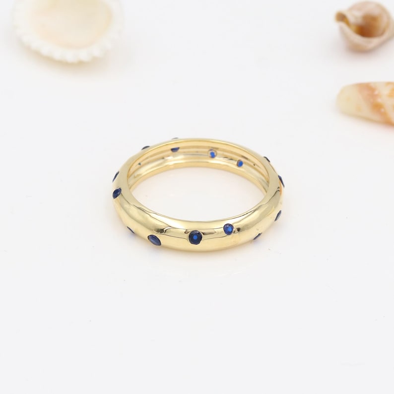 Tanzanite Ring, Solid Silver Band Ring, Eternity Ring, Tanzanite Wedding Band, Anniversary Ring, Stacking Ring, Gold Eternity Band For Her